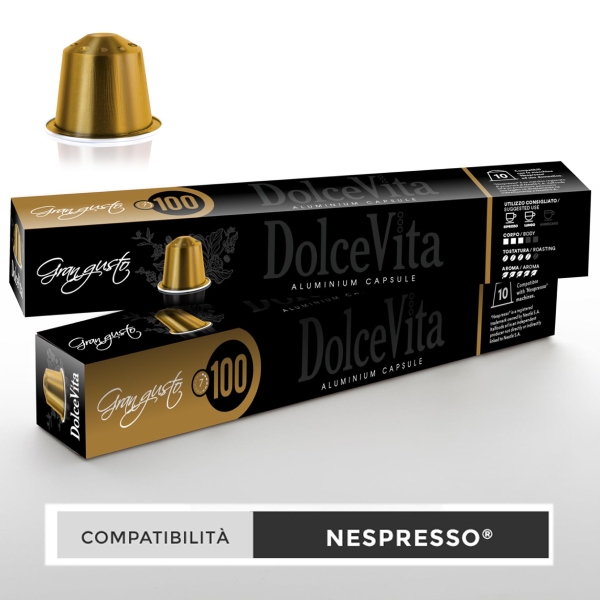 Dolce Vita compatible capsules for Nespresso Aluminum Gran Gusto - 10 pcs