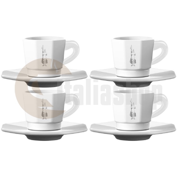 Bialetti Perfetto Moka Set Of 4 Cups Espresso With Plates