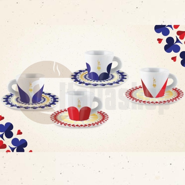 Bialetti Set Of 4 Espresso Cups With Plates 