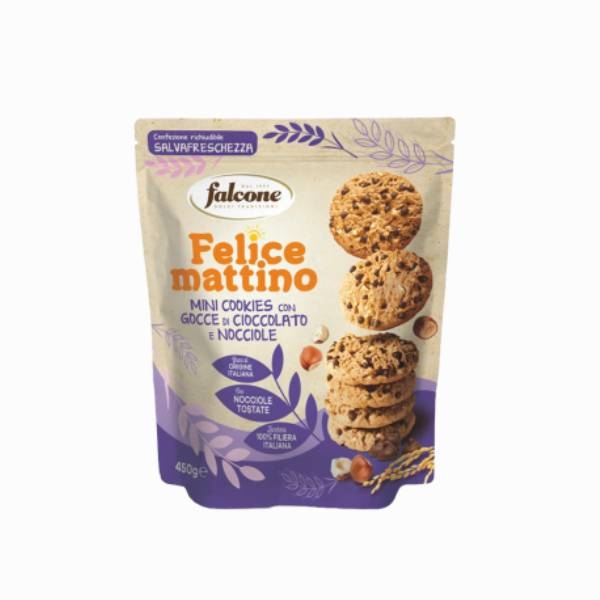 Falcone Biscuits Felice mattino with pieces of chocolate and hazelnuts