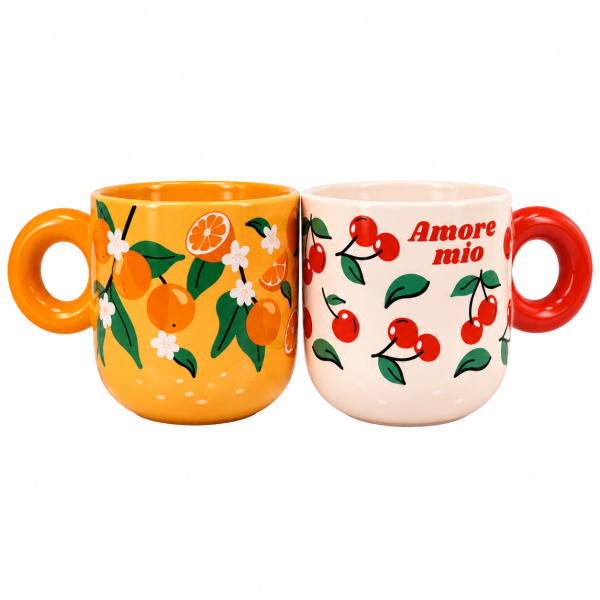 Sada 2 šálků Bialetti Cherry and Orange Decor