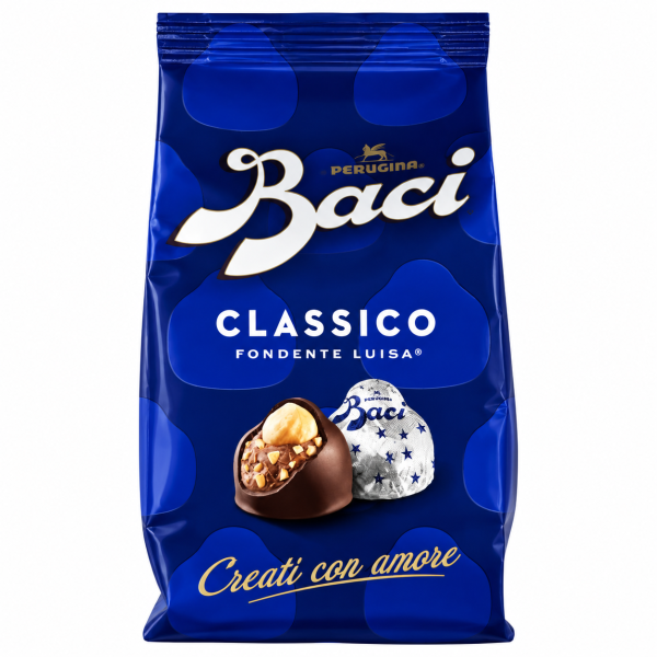 Baci Perugina Classico Fondente Luisa – čokoládové pralinky s lískovými oříšky, 125 g