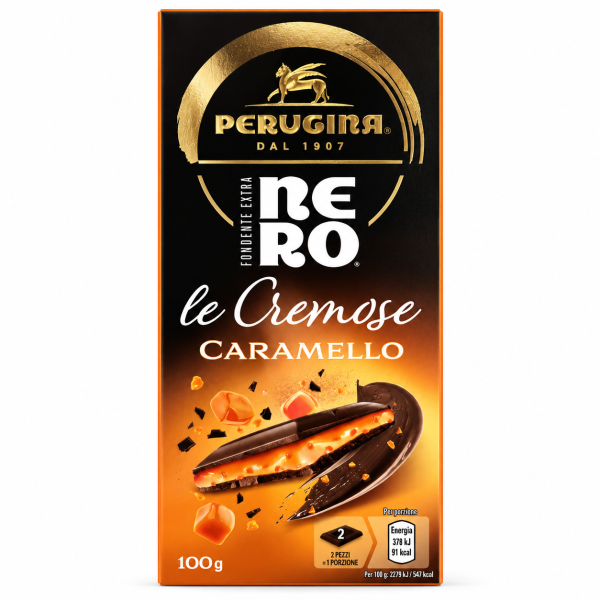 Perugina hořká čokoláda s karamelovou náplní Nero Le Cremose Caramello – 100 g