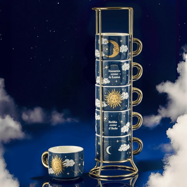 Sada 6 šálků „Slunce a Měsíc“ – Bialetti Cielo Stellato